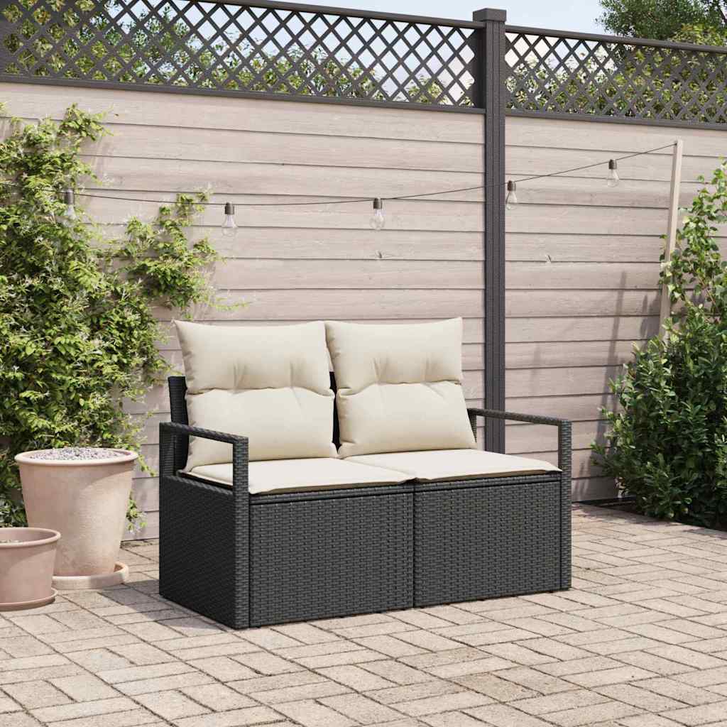 Gartensofa mit Kissen Schwarz 120 x 62 x 69cm Poly-Rattan